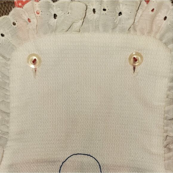 Vintage Baby Eyelet Embroidered Ruffle Bottom Bubble Romper 9m - Picture 6 of 10